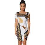 African Women Pattern Seamless Style Fitted Knot Split End Bodycon Dress