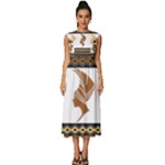 African Women Pattern Seamless Style Sleeveless Round Neck Midi Dress