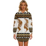 African Women Pattern Seamless Style Womens Long Sleeve Shirt Dress