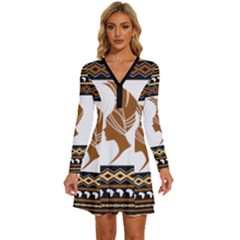 Long Sleeve Deep V Mini Dress  