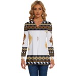 African Women Pattern Seamless Style Long Sleeve Drawstring Hooded Top