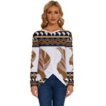 African Women Pattern Seamless Style Long Sleeve Crew Neck Pullover Top