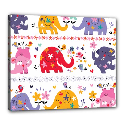 African Elephant Cute Cartoon Seamless Shading Cartoon Character Canvas 24  x 20  (Stretched) from ArtsNow.com