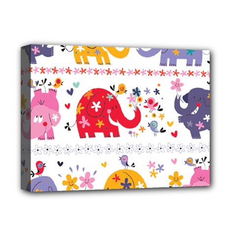 African Elephant Cute Cartoon Seamless Shading Cartoon Character Deluxe Canvas 16  x 12  (Stretched)  from ArtsNow.com