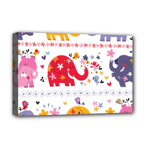 African Elephant Cute Cartoon Seamless Shading Cartoon Character Deluxe Canvas 18  x 12  (Stretched) from ArtsNow.com