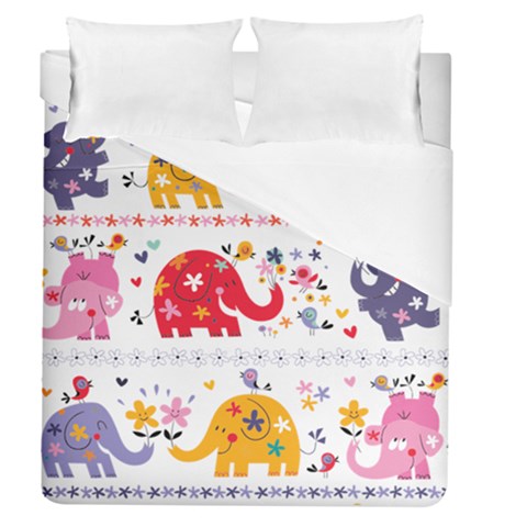 African Elephant Cute Cartoon Seamless Shading Cartoon Character Duvet Cover (Queen Size) from ArtsNow.com