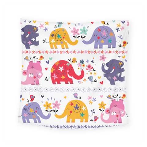 African Elephant Cute Cartoon Seamless Shading Cartoon Character Square Tapestry (Small) from ArtsNow.com