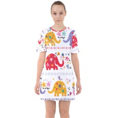 Sixties Short Sleeve Mini Dress 