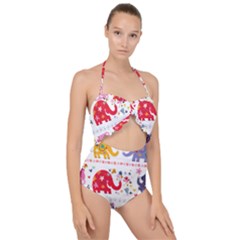 Scallop Top Cut Out Swimsuit 