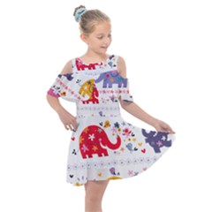 Kids  Shoulder Cutout Chiffon Dress 