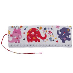 African Elephant Cute Cartoon Seamless Shading Cartoon Character Roll Up Canvas Pencil Holder (M) from ArtsNow.com