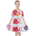 African Elephant Cute Cartoon Seamless Shading Cartoon Character Kids  All Frills Chiffon Dress