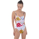 African Elephant Cute Cartoon Seamless Shading Cartoon Character Tie Strap One Piece Swimsuit