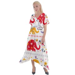 Cross Front Sharkbite Hem Maxi Dress 