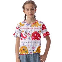 Kids  Cuff Sleeve Scrunch Bottom T-Shirt 