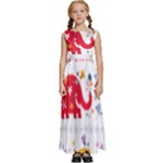 African Elephant Cute Cartoon Seamless Shading Cartoon Character Kids  Satin Sleeveless Maxi Dress