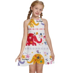 Kids  Halter Collar Waist Tie Chiffon Dress 