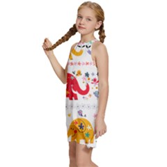 Kids  Halter Collar Waist Tie Chiffon Dress 