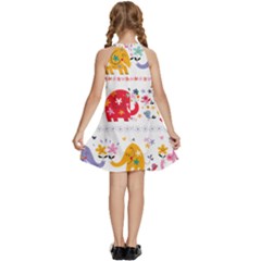 Kids  Halter Collar Waist Tie Chiffon Dress 