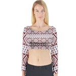 Ukrainian Folk Seamless Pattern Ornament Long Sleeve Crop Top