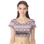 Ukrainian Folk Seamless Pattern Ornament Short Sleeve Crop Top