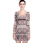 Ukrainian Folk Seamless Pattern Ornament Long Sleeve Bodycon Dress