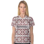 Ukrainian Folk Seamless Pattern Ornament V-Neck Sport Mesh T-Shirt