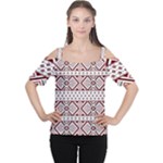 Ukrainian Folk Seamless Pattern Ornament Cutout Shoulder T-Shirt