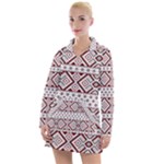 Ukrainian Folk Seamless Pattern Ornament Women s Long Sleeve Casual Dress