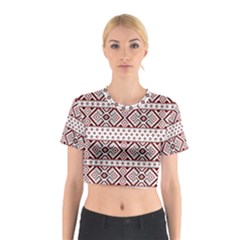 Ukrainian Folk Seamless Pattern Ornament Cotton Crop Top from ArtsNow.com