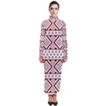 Ukrainian Folk Seamless Pattern Ornament Turtleneck Maxi Dress