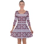 Ukrainian Folk Seamless Pattern Ornament Quarter Sleeve Skater Dress