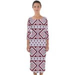 Ukrainian Folk Seamless Pattern Ornament Quarter Sleeve Midi Bodycon Dress