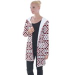 Ukrainian Folk Seamless Pattern Ornament Longline Hooded Cardigan