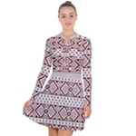 Ukrainian Folk Seamless Pattern Ornament Long Sleeve Panel Dress