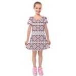 Ukrainian Folk Seamless Pattern Ornament Kids  Short Sleeve Velvet Dress