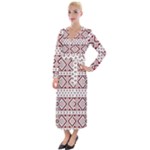 Ukrainian Folk Seamless Pattern Ornament Velvet Maxi Wrap Dress