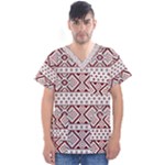 Ukrainian Folk Seamless Pattern Ornament Men s V-Neck Scrub Top