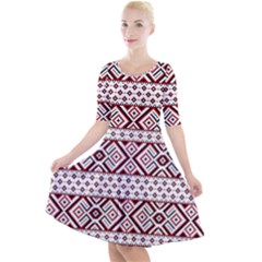 Quarter Sleeve A-Line Dress 