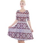 Ukrainian Folk Seamless Pattern Ornament Quarter Sleeve A-Line Dress