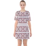 Ukrainian Folk Seamless Pattern Ornament Sixties Short Sleeve Mini Dress