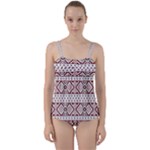 Ukrainian Folk Seamless Pattern Ornament Twist Front Tankini Set