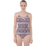 Ukrainian Folk Seamless Pattern Ornament Cut Out Top Tankini Set