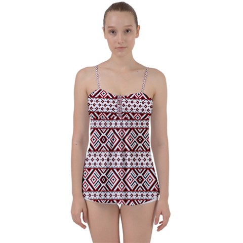 Ukrainian Folk Seamless Pattern Ornament Babydoll Tankini Top from ArtsNow.com