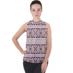 Ukrainian Folk Seamless Pattern Ornament Mock Neck Chiffon Sleeveless Top