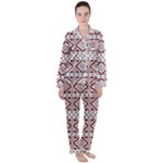 Ukrainian Folk Seamless Pattern Ornament Women s Long Sleeve Satin Pajamas Set	