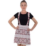 Ukrainian Folk Seamless Pattern Ornament Velvet Suspender Skater Skirt