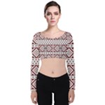 Ukrainian Folk Seamless Pattern Ornament Velvet Long Sleeve Crop Top