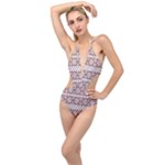 Ukrainian Folk Seamless Pattern Ornament Plunging Cut Out Swimsuit