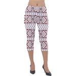 Ukrainian Folk Seamless Pattern Ornament Lightweight Velour Capri Leggings 